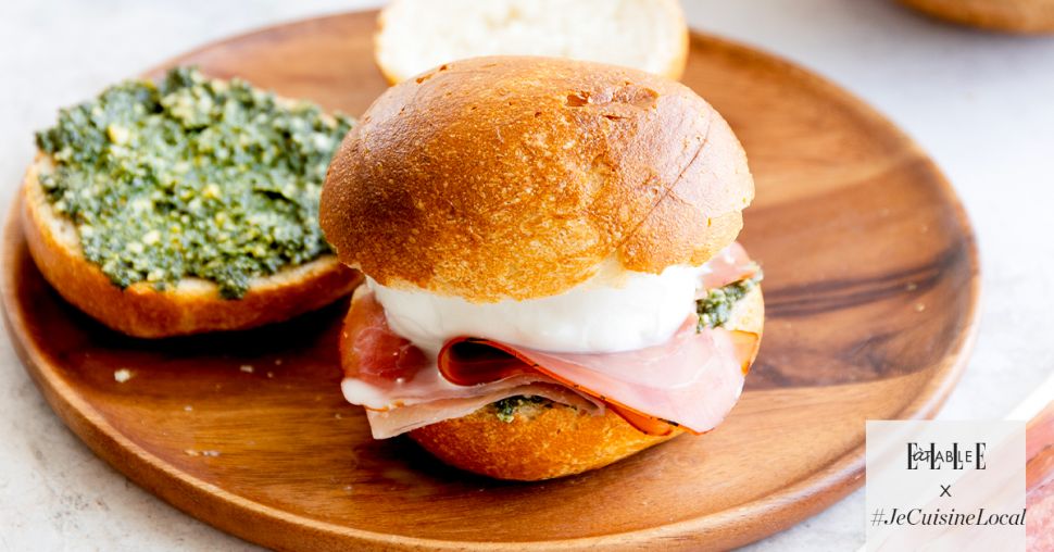 Burger de mozzarella de bufflonne et Jambon d’Ardenne IGP