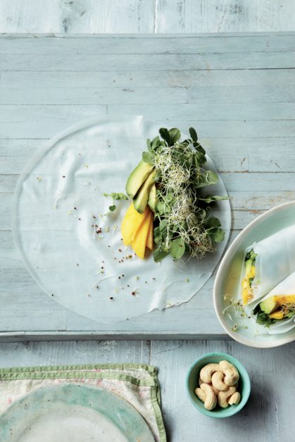 Loempias mangue-avocat et sauce dip au citron vert