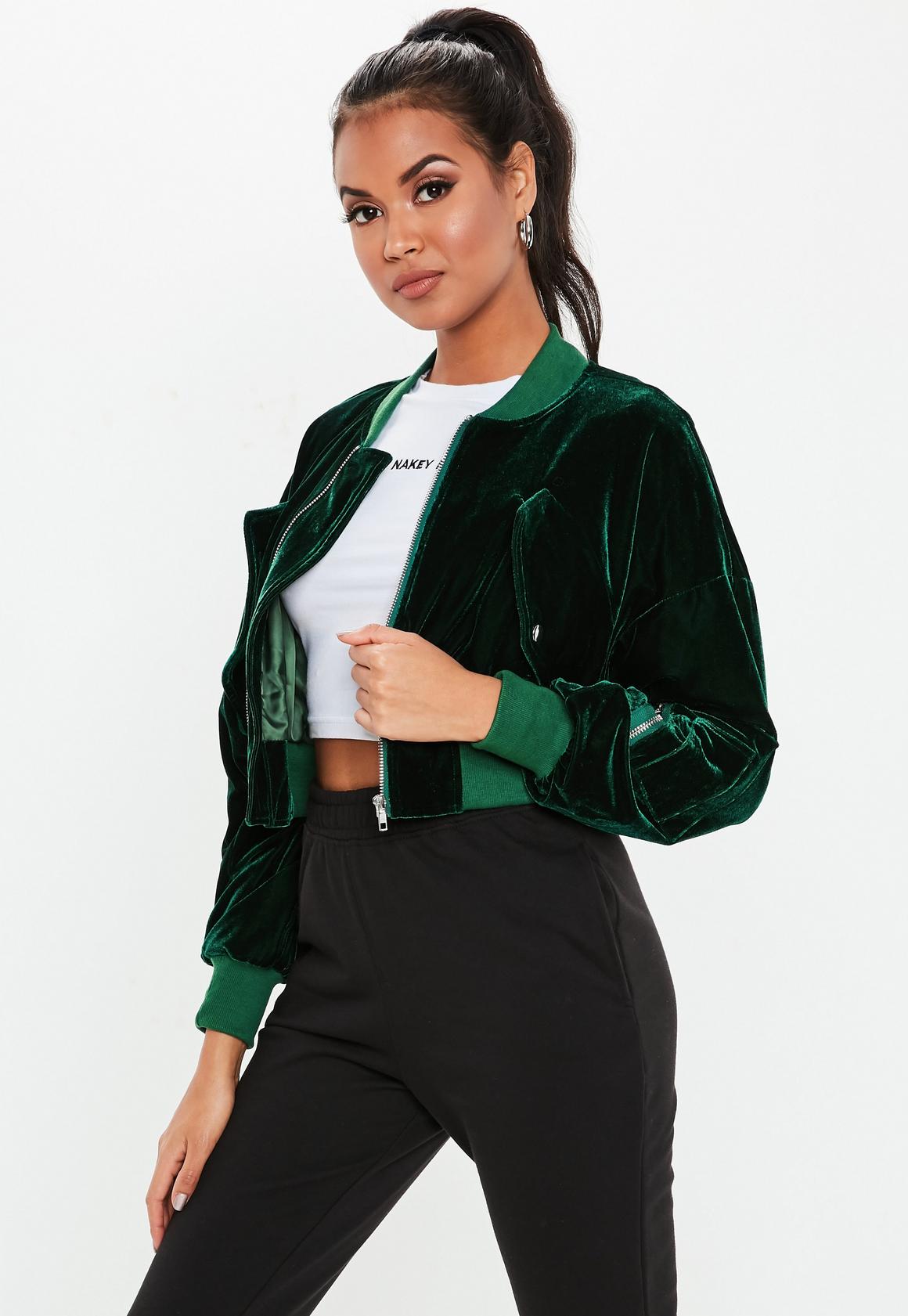 bomber en velours vert missguided