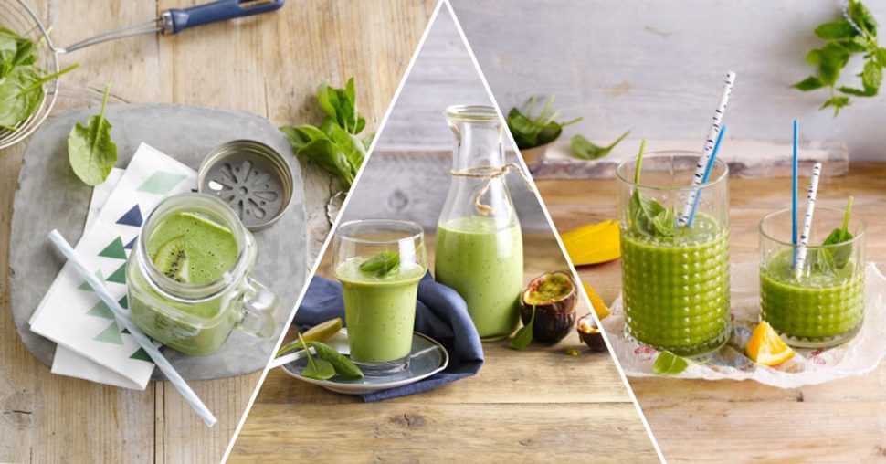 3 smoothies verts sans gluten et sans lactose