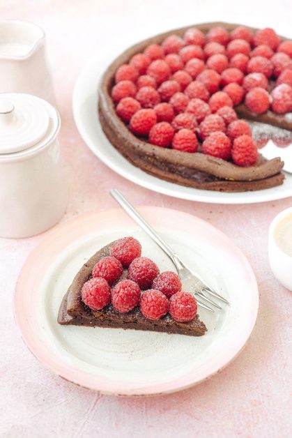 Cake au chocolat et framboises, sans farine