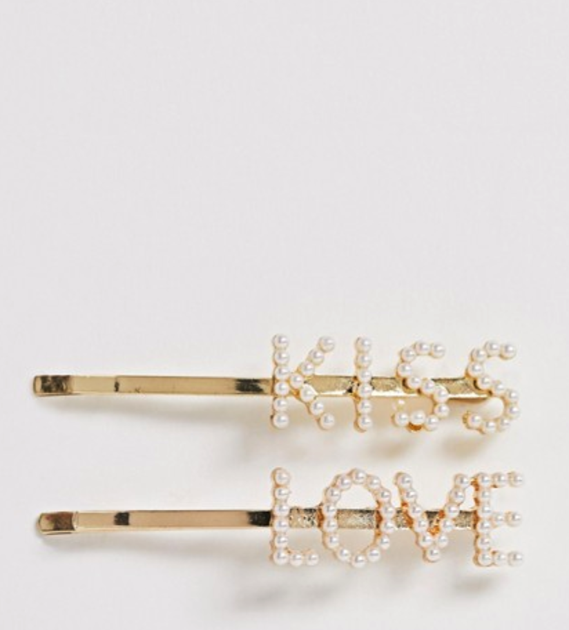 barrettes asos kiss love