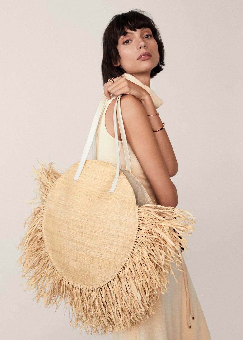 Sac rond en rafia, Mango,