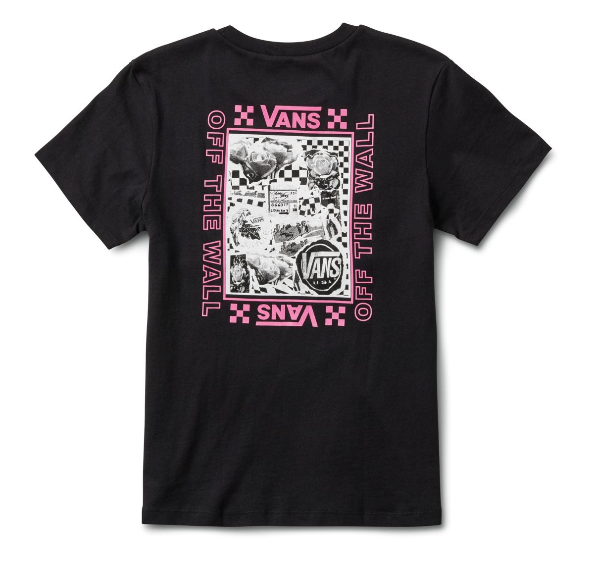 t-shirt noir rose lady vans