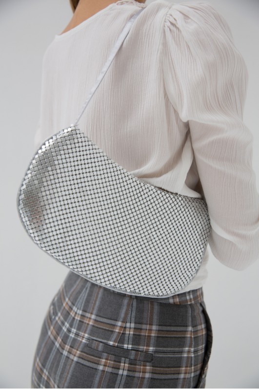 sac argent maille