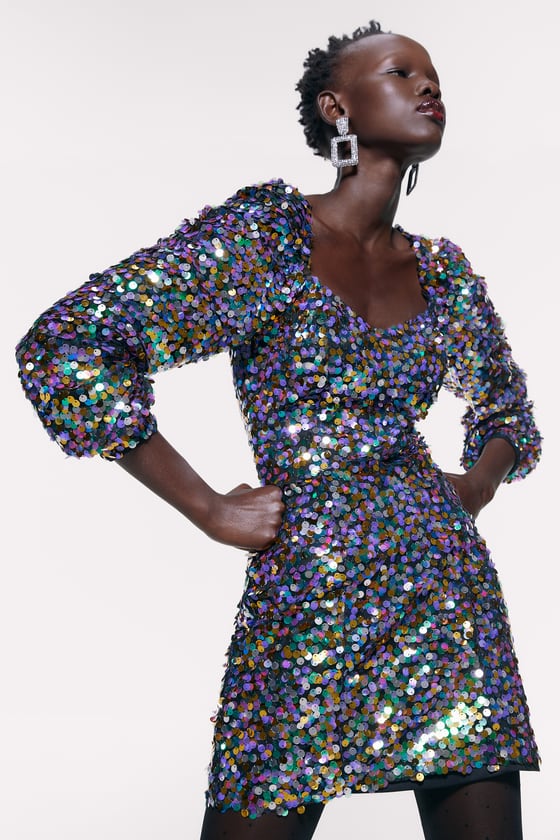 robe paillettes multicolore