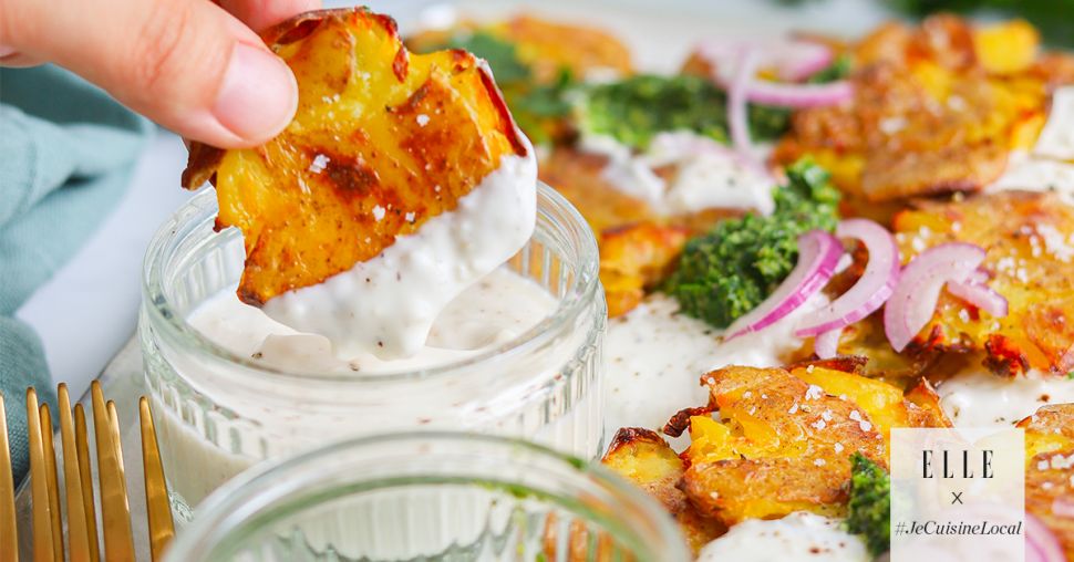 Pommes de terre écrasées au yaourt et aux herbes