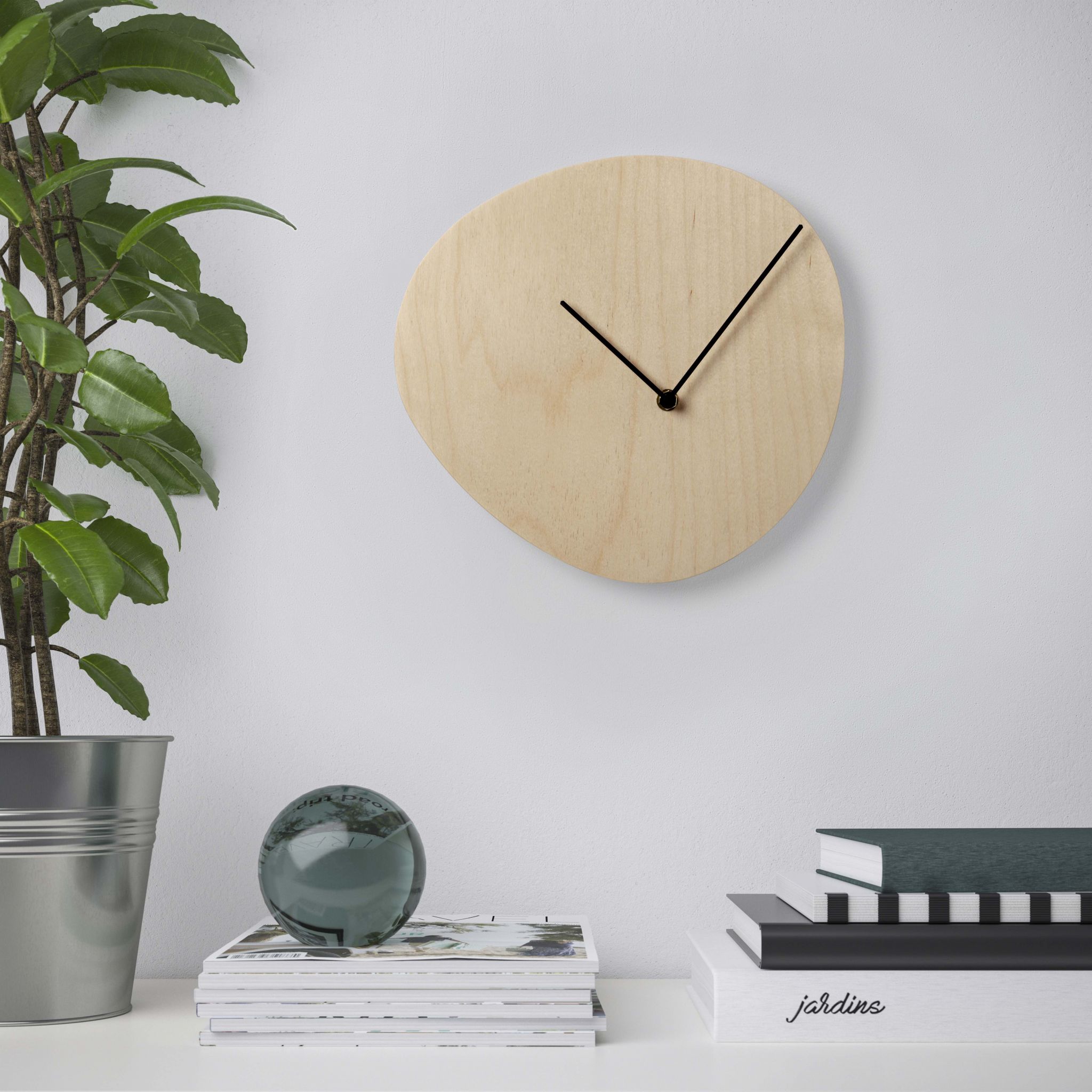 IKEA SNAJDARE, Horloge murale, contreplaqué de bouleau - 19,99€