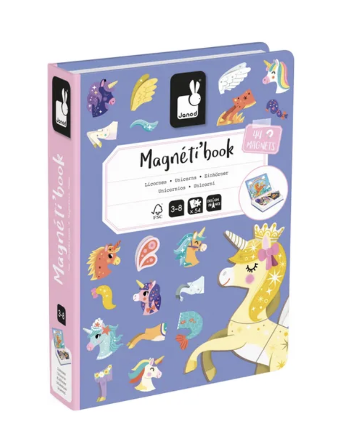 Un Magneti'Book avec 44 pièces aimantées et ses 10 modèles à assembler dans un décor fantastique - Modèle Licornes