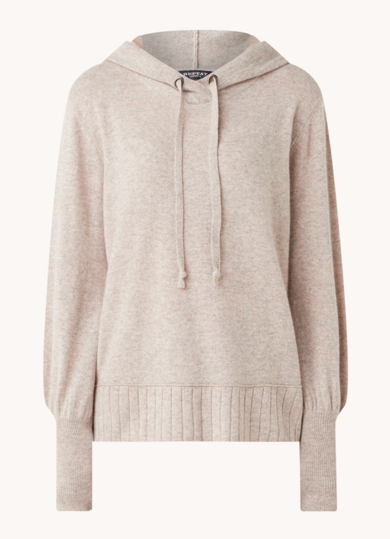 Stylées en hiver : REPEAT cashmere - Sweat à capuche en maille fine en cachemire biologique à manches bouffantes - 299,95 €