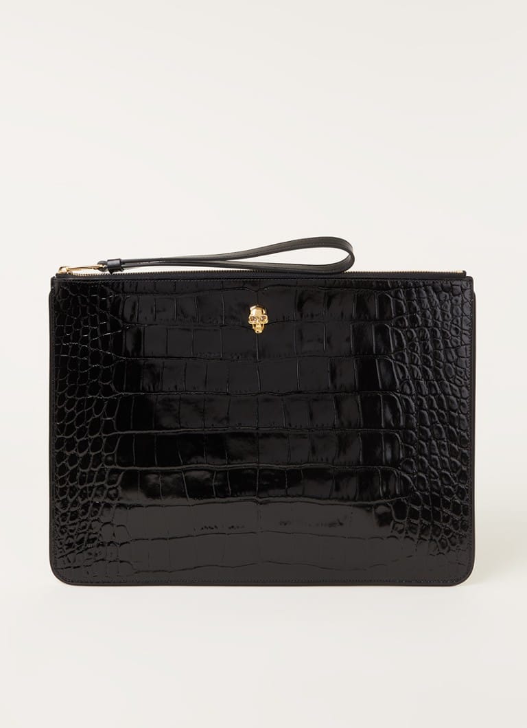 Alexander McQueen - Pochette Skull en cuir de veau avec structure croco