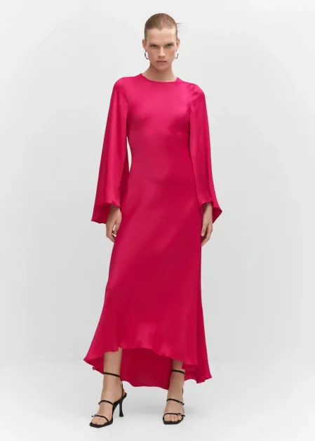 Robe satinée rose fuschia Mango