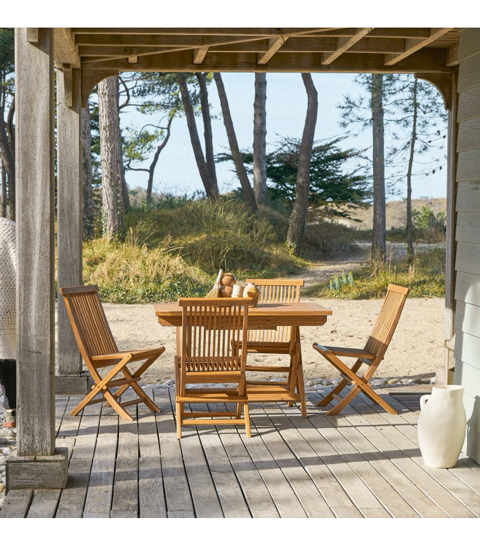 Ensemble de jardin en acacia massif 4 chaises