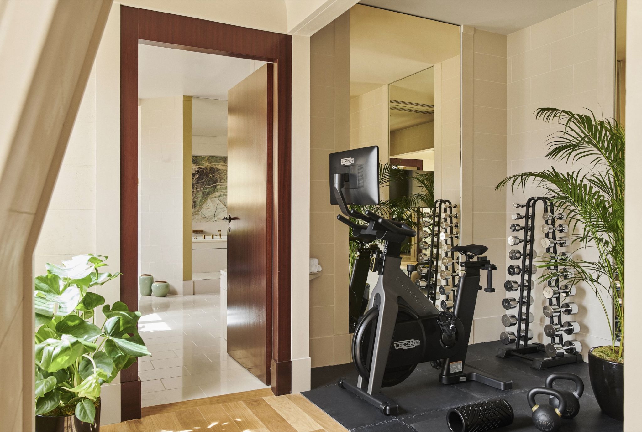 Salle de sport dans l'appartement du Park Hyatt Paris-Vendôme