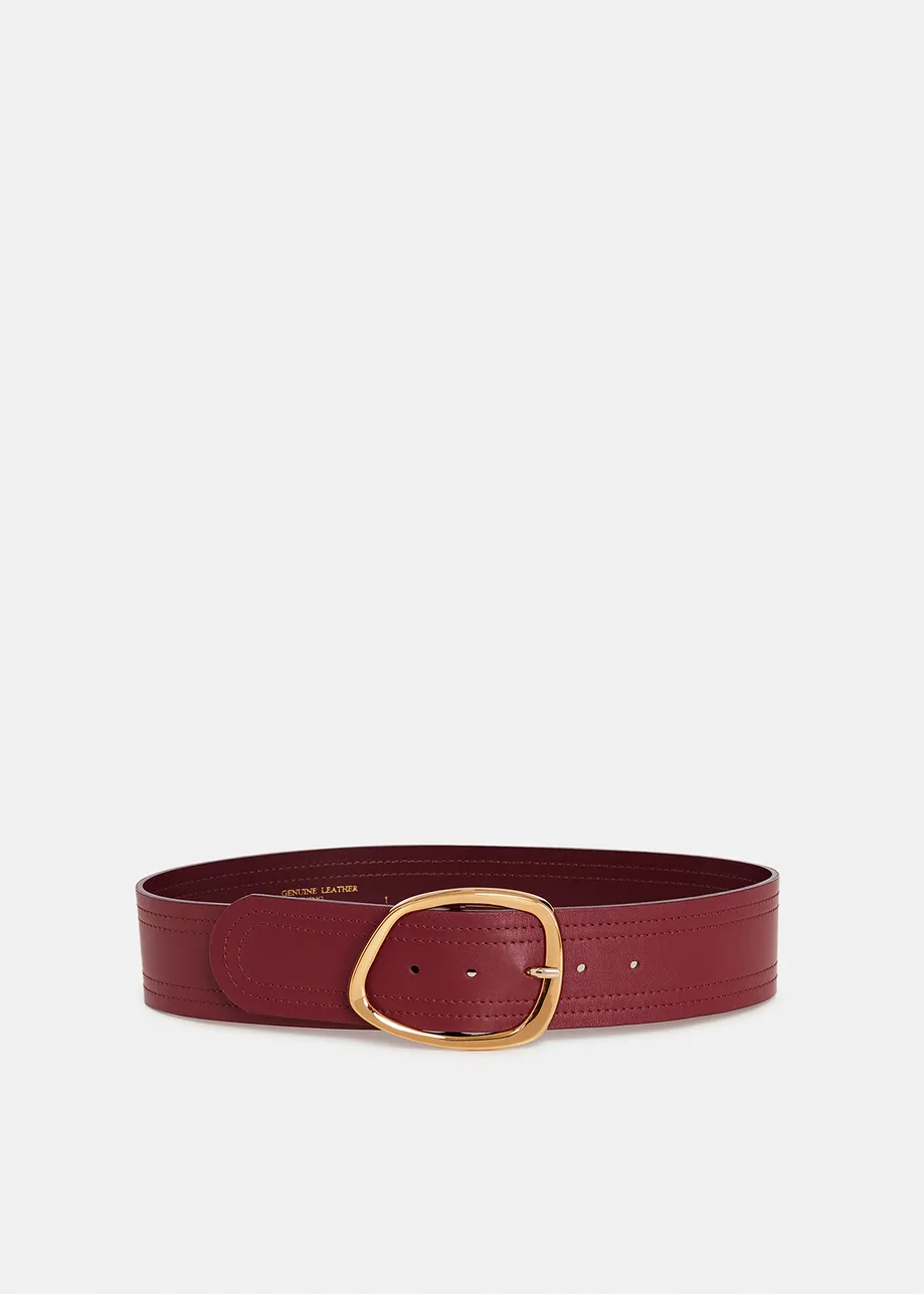 Ceinture de taille en cuir bordeaux