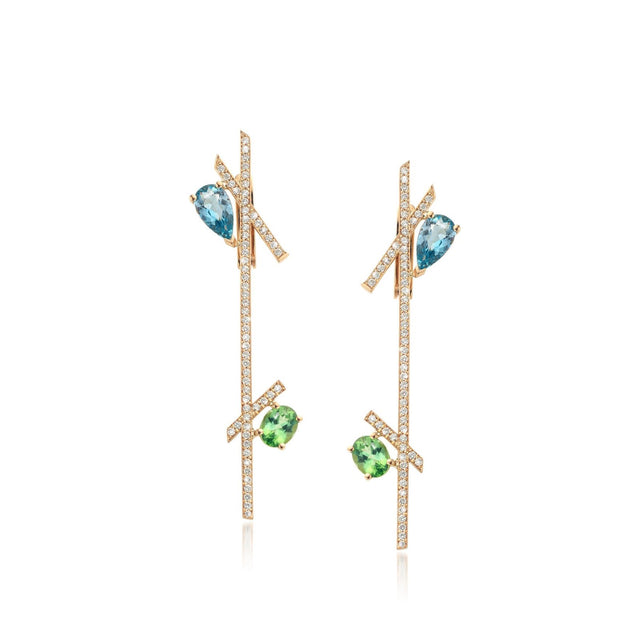 Boucles d'oreilles Aquamarine & Paraíba Tourmaline