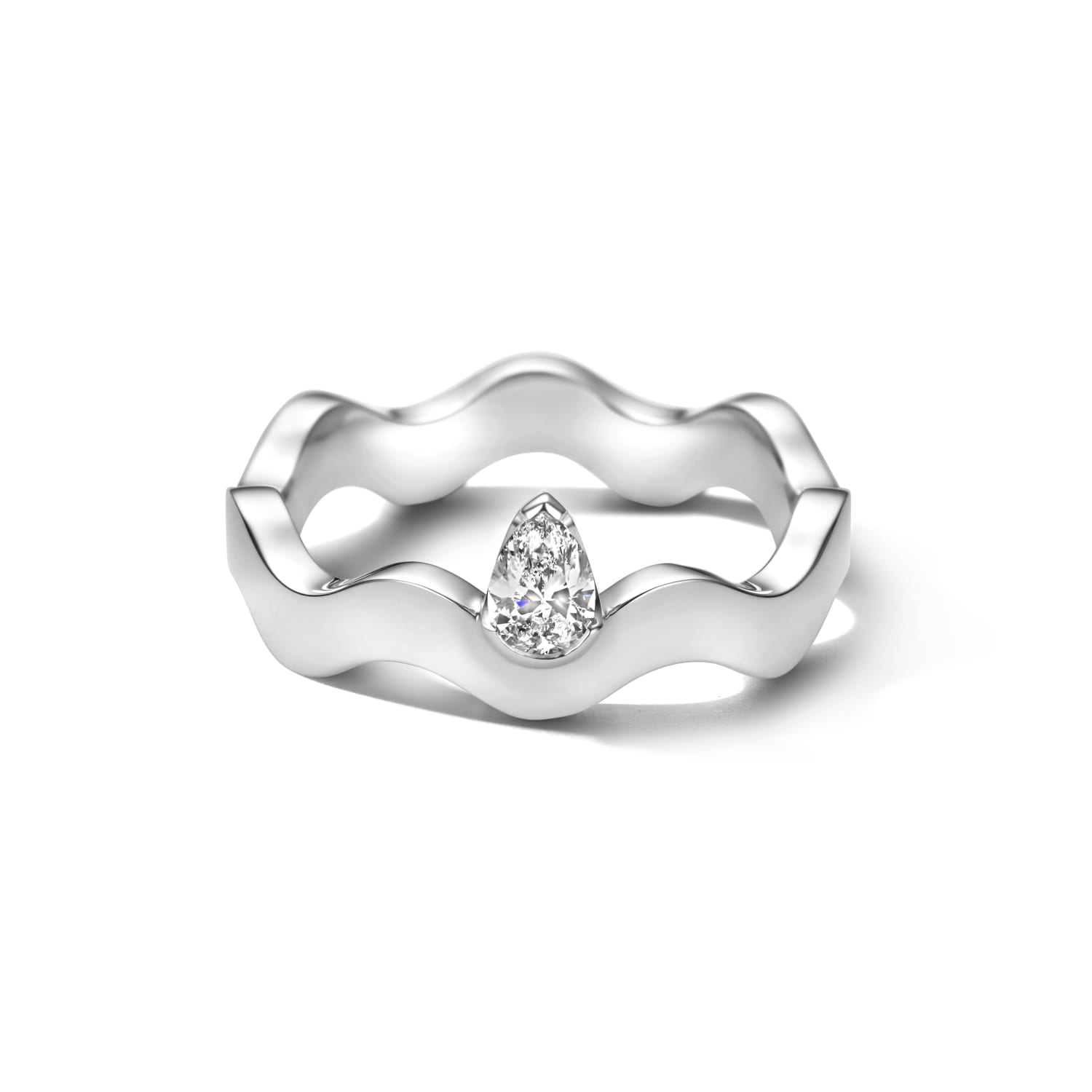 Bague Wave en or blanc 18 carats avec diamant