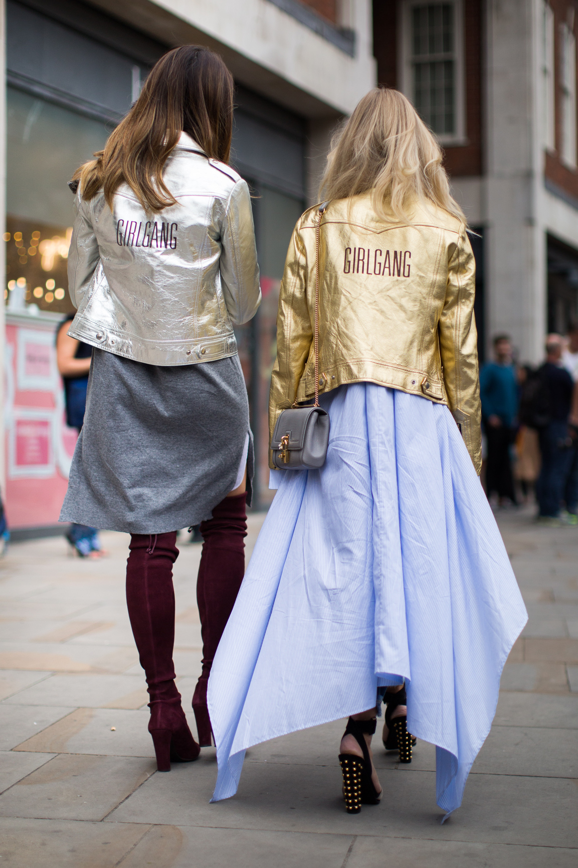 streetstyle-fashion week-BFF-metallic-leren jasje