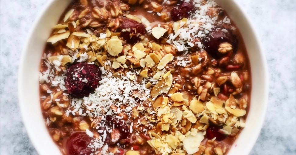 Power ontbijt: Chocolate Cherry Overnight Oats