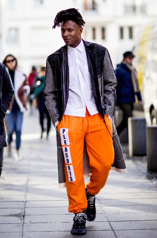 streetstyle, mannen, men, paris fashion week, outfits, inspiratie, lief, vriend, jongens, urban, baggy, neon, heuptasje, beanie, camouflage