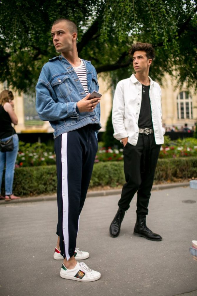 streetstyle, mannen, men, paris fashion week, outfits, inspiratie, lief, vriend, jongens, urban, baggy, neon, heuptasje, beanie, camouflage