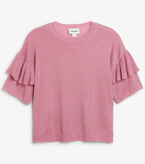 shopping glitter pink roze top rushes monki