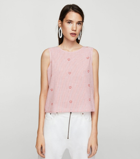 cute shopping roze hartjes hart crop top mango