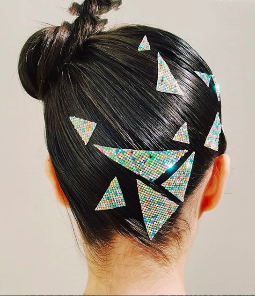 festival, trend, haar, glitter, geometrisch, juwelen, 2018