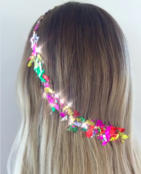 festival, trend, haar, glitter, geometrisch, juwelen, 2018