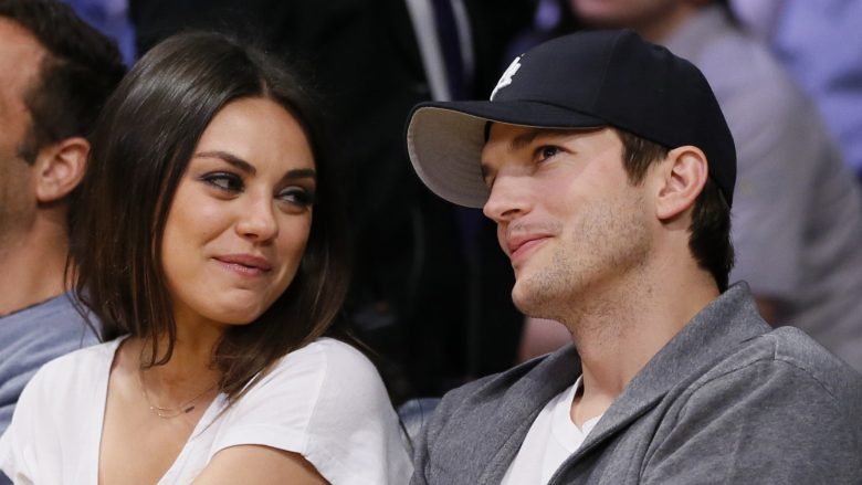 celebrity, koppel, romantiek, film, set, mila kunis, ashton kutcher