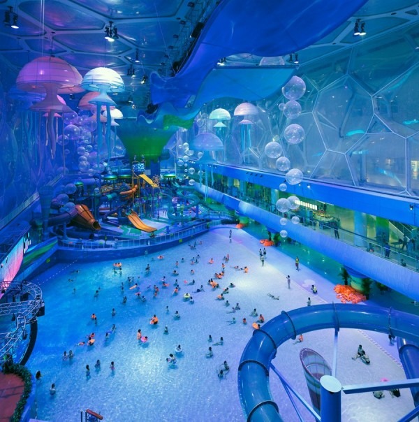 water, park, zomer, fun, reizen, travel, glijbaan, pretpark, beijing, water cube