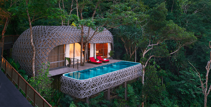 hotel, vakantie, reis, zomer, boomhut, treehouse, origineel, thailand, washington, firenze, australie