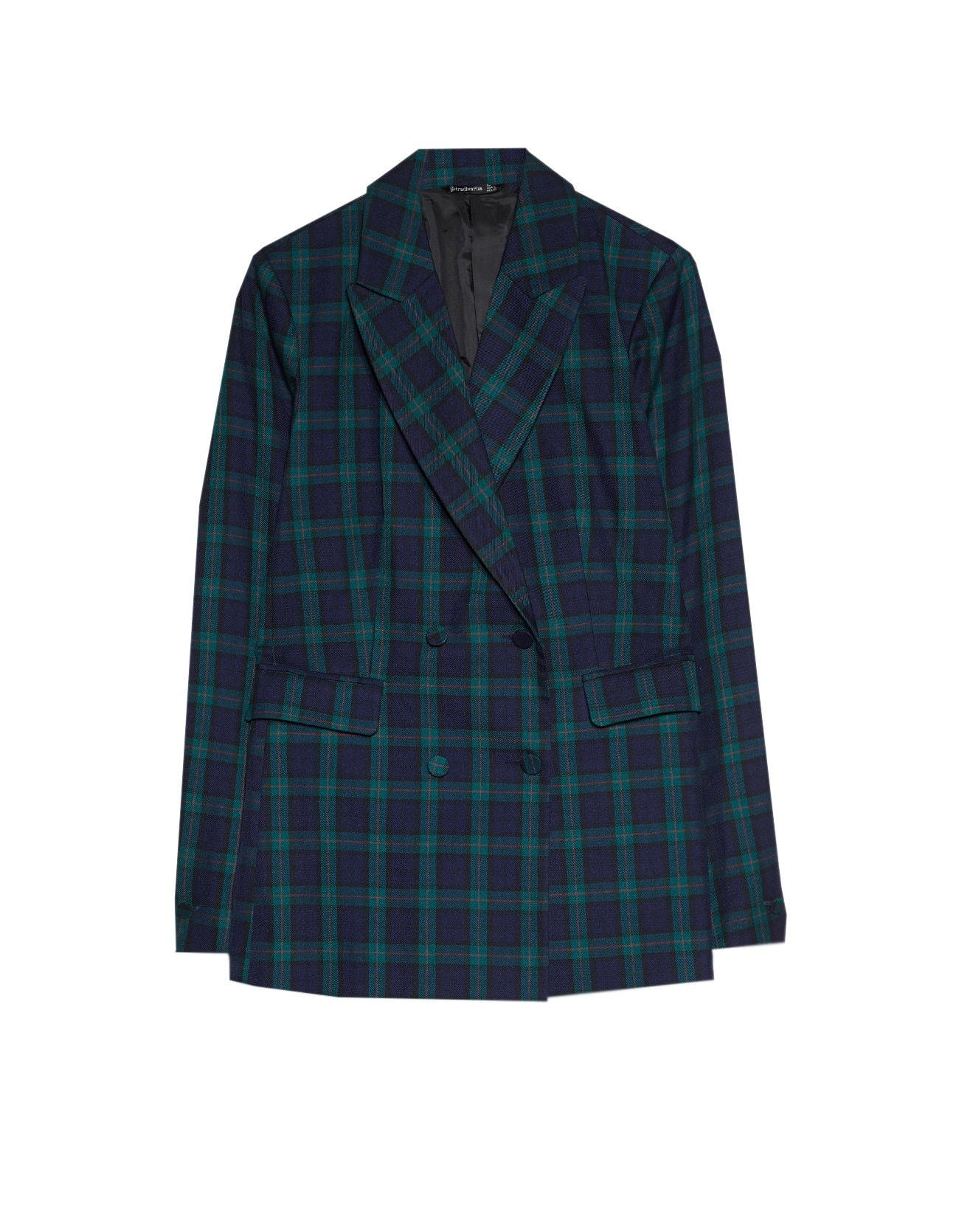 stradivarius_ruit_blazer_blauw