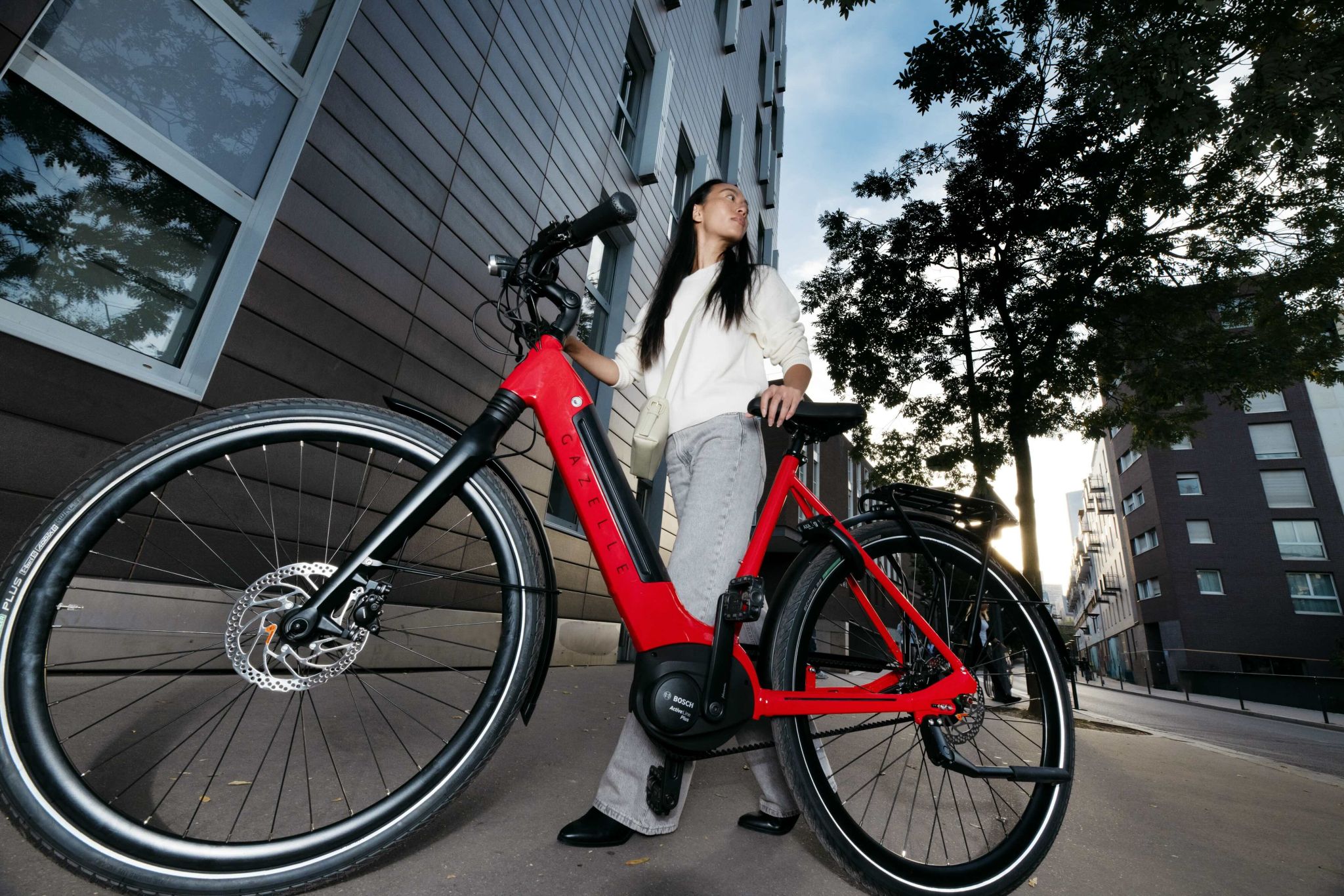 een dame met haar elektrische fiets