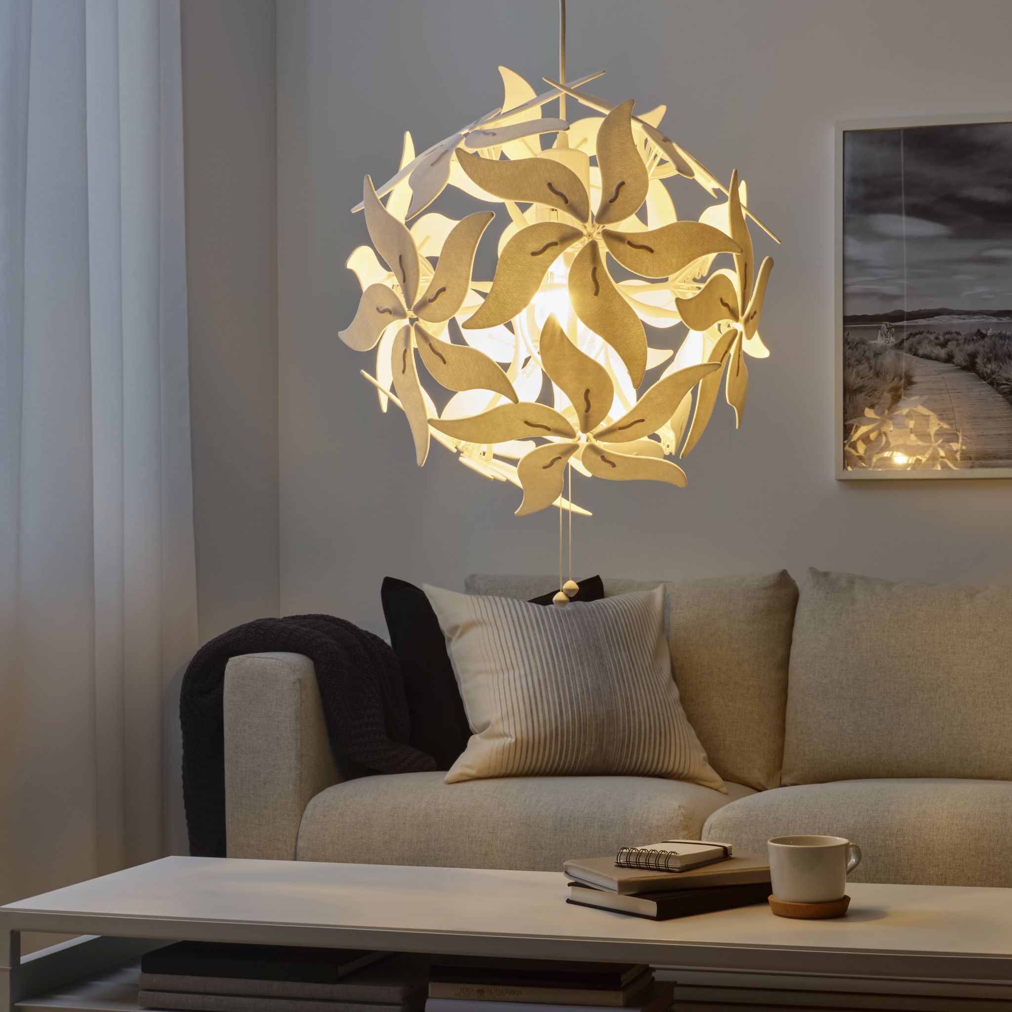 RAMSELE, Hanglamp, bloem/wit - €69,99