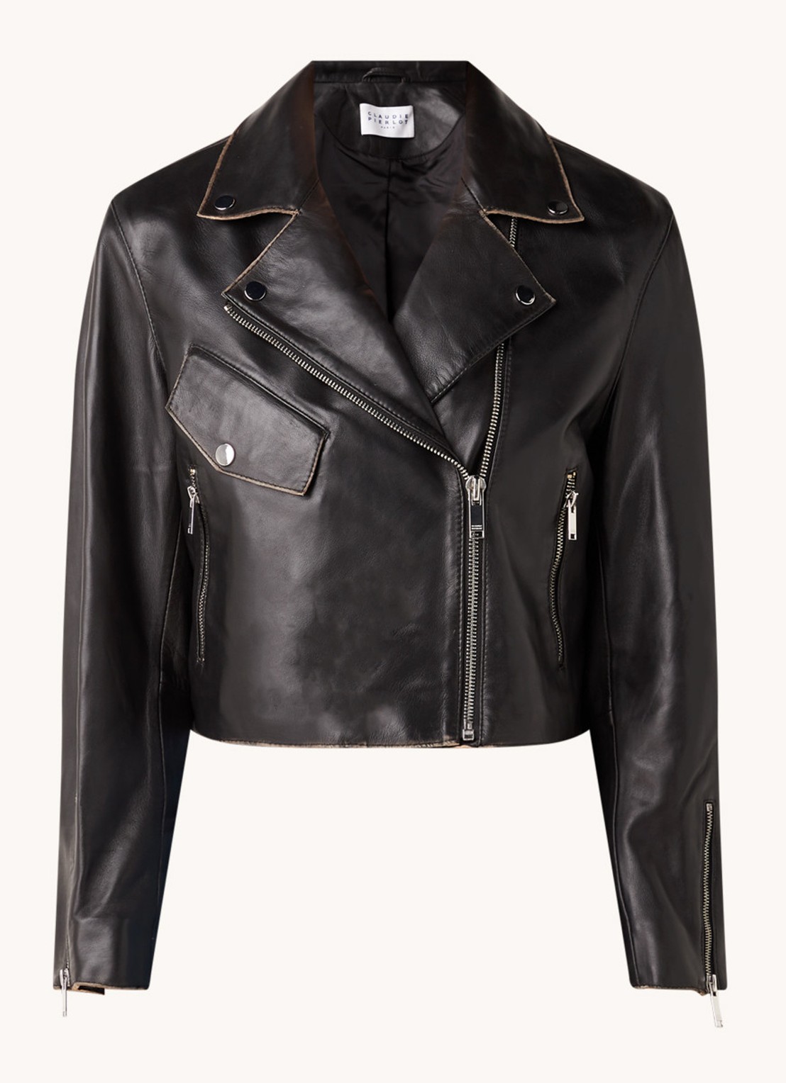 Chocolate cropped bikerjack van lamsleer Claudie Pierlot €395