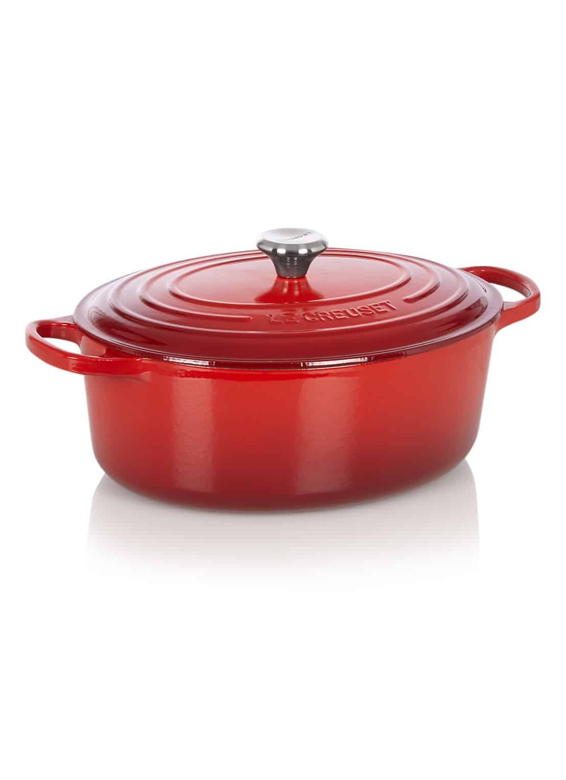 rode braadpan van Le Creuset