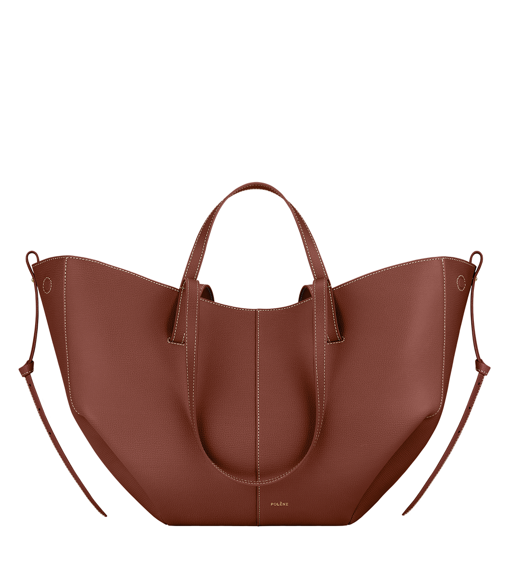 Cyme handtas in Cognac Grainé