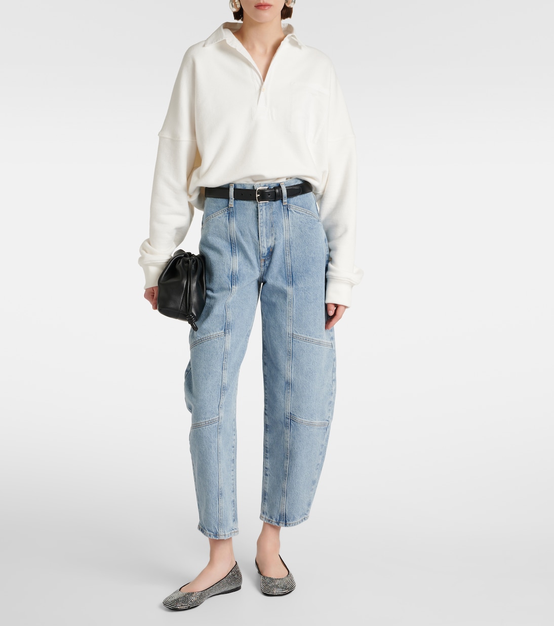 High rise barrel jeans