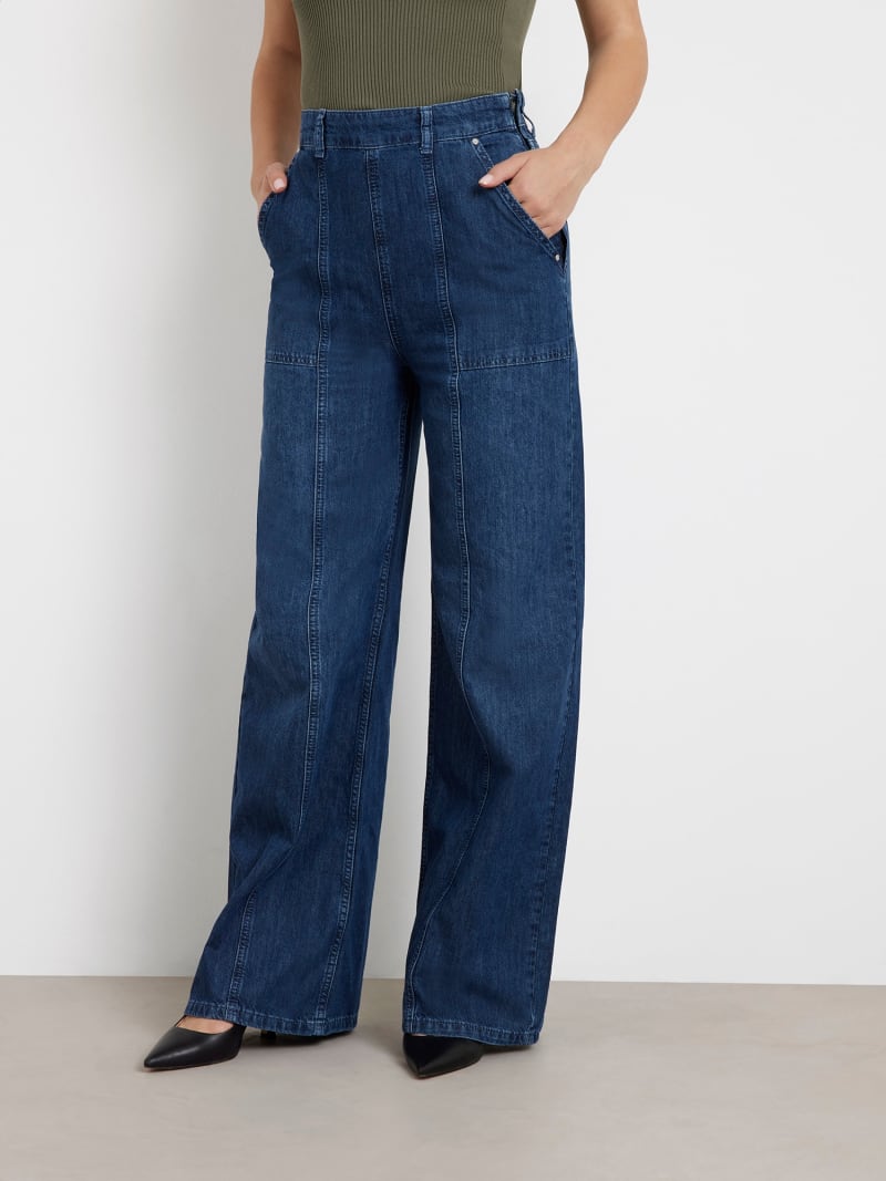 Hoge taille jeans met wijde pijpen