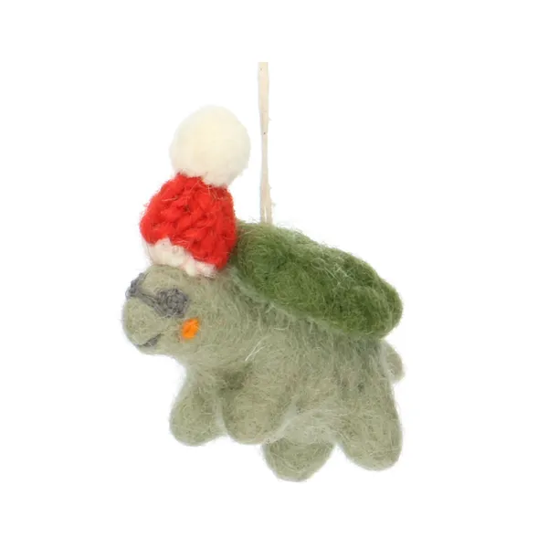 Schildpad met muts ornament