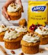 Carrot cake muffins met ancobloem